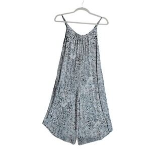 EcoThreads Leopard Print Wide Leg Jumpsuit Grey Black Rayon Large